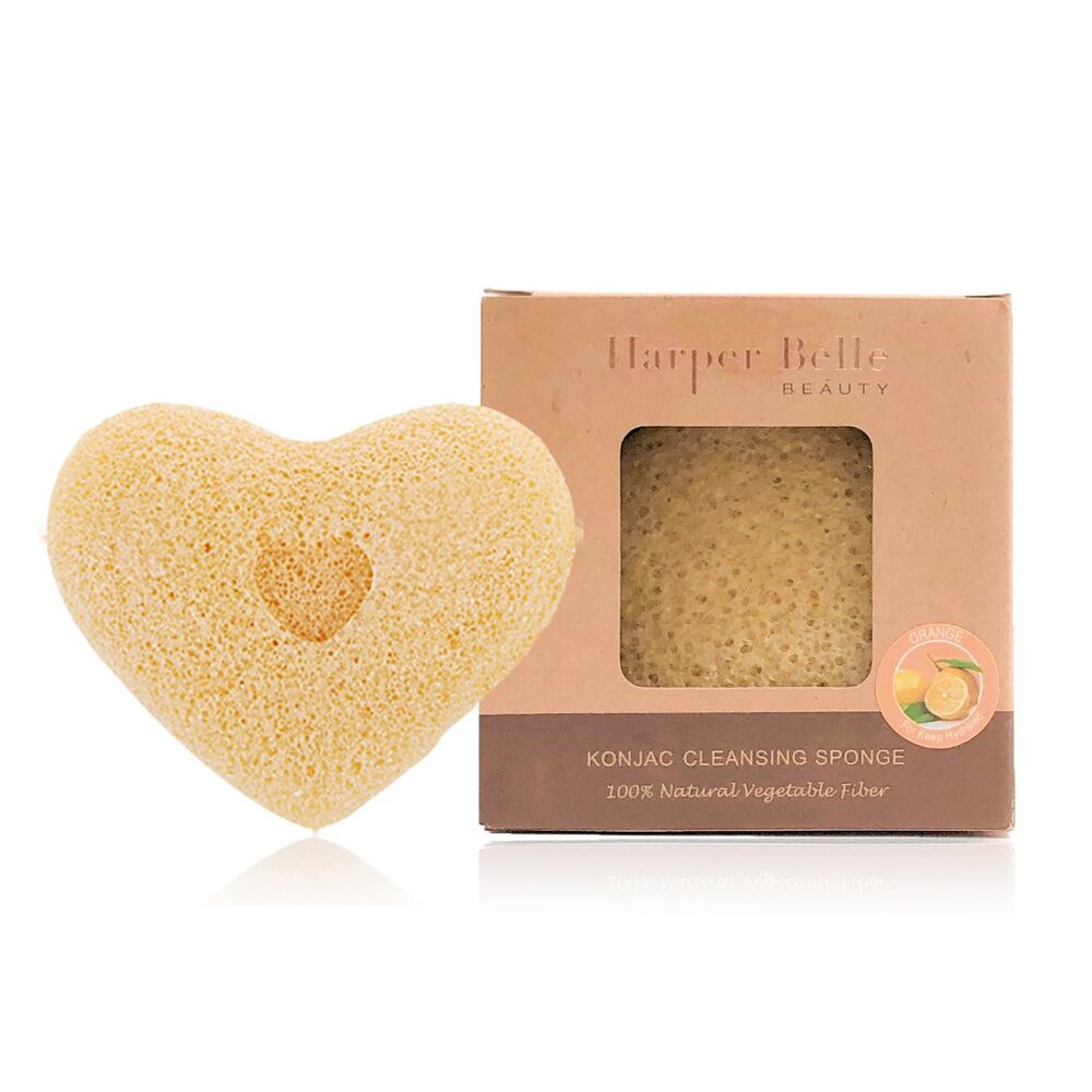 HARPER BELLE BEAUTY Organic Heart Konjac Sponge | Citrus Fruit for Dry Skin
